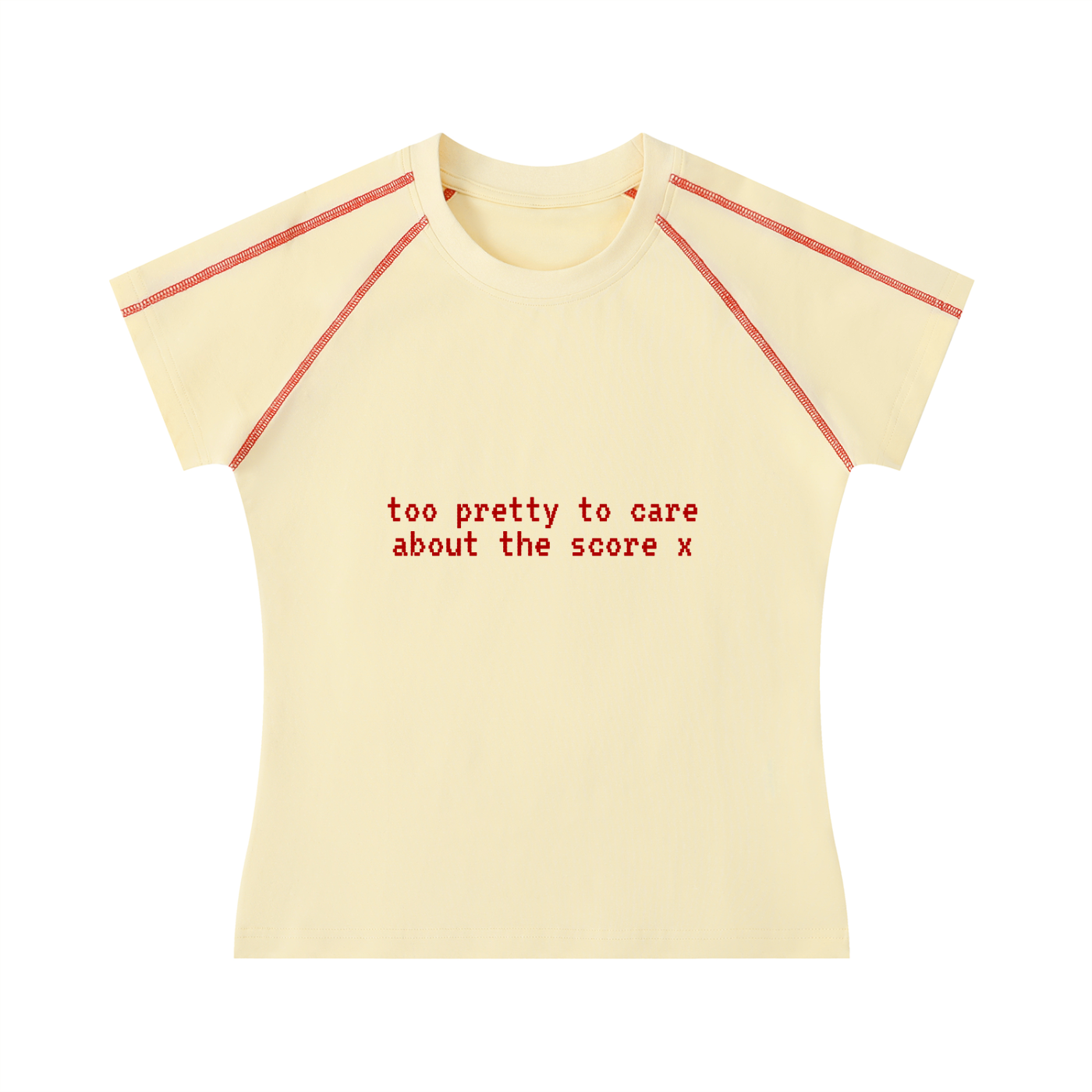 'too pretty to care about the score x' baby tee