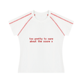 'too pretty to care about the score x' baby tee