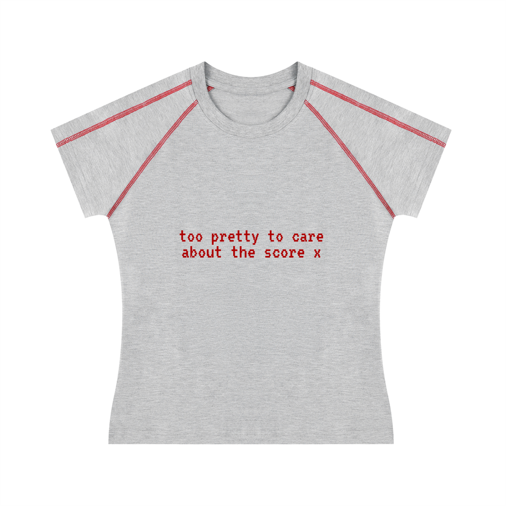 'too pretty to care about the score x' baby tee