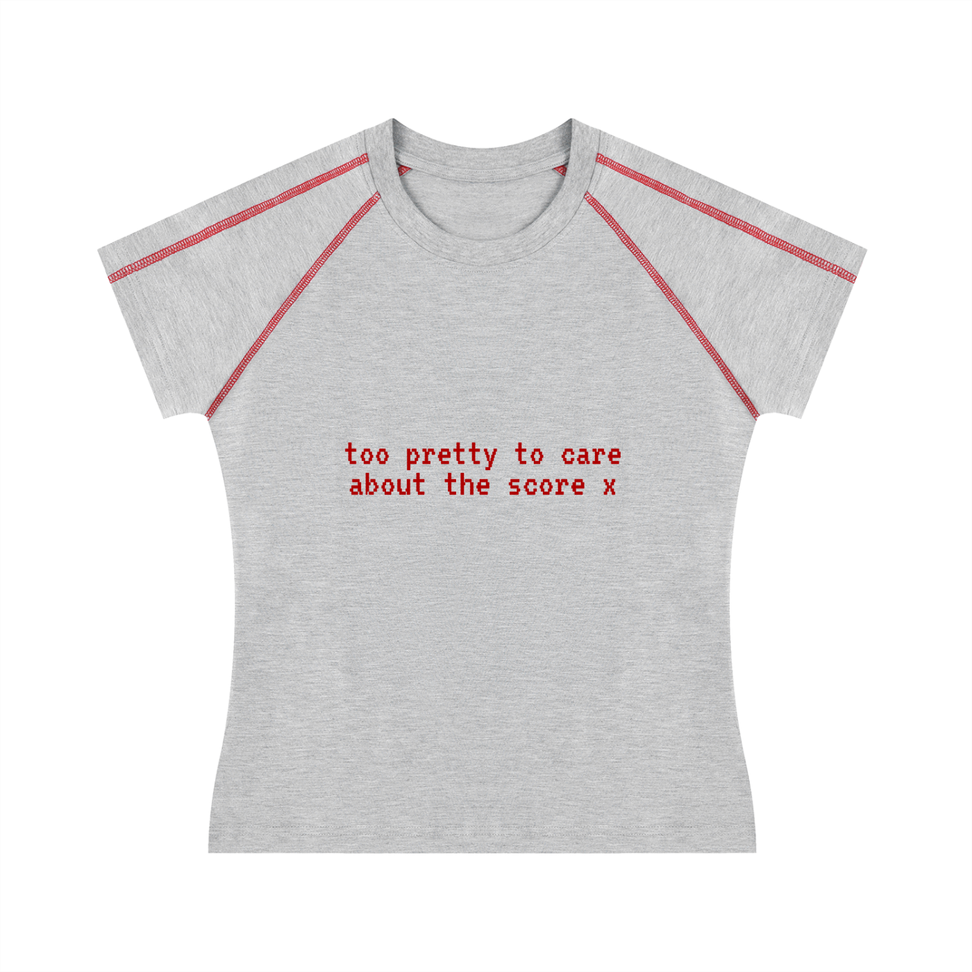 'too pretty to care about the score x' baby tee