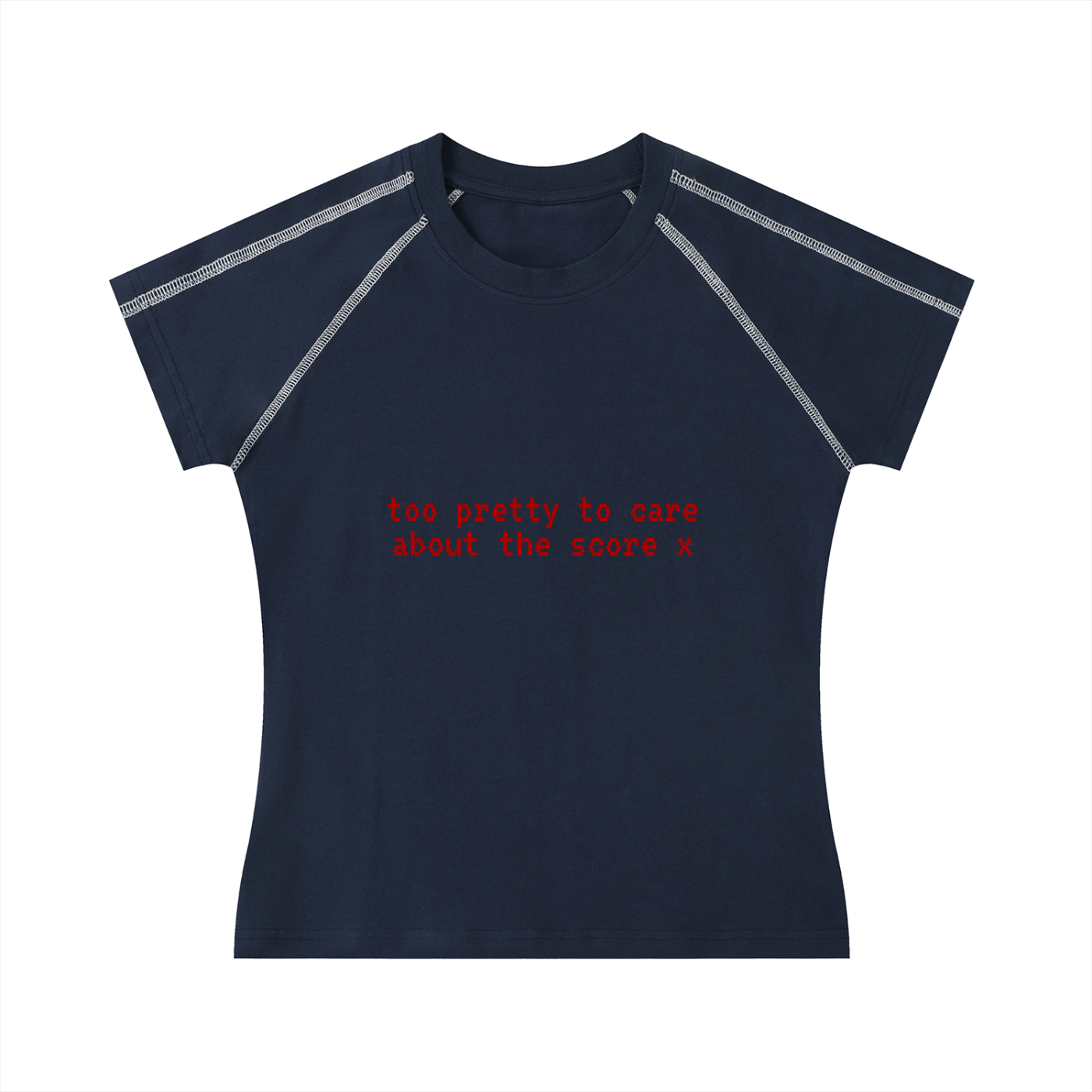 'too pretty to care about the score x' baby tee