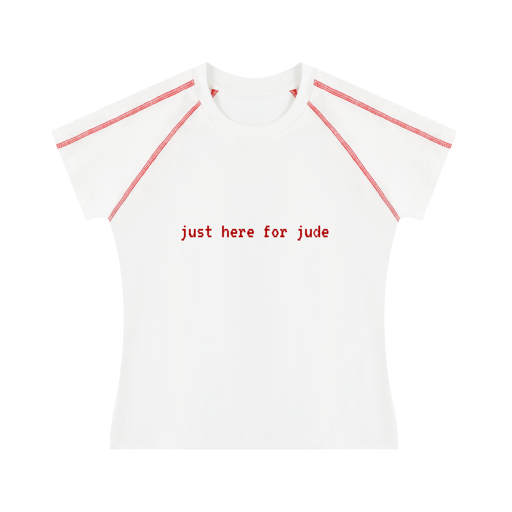 'just here for jude' baby tee