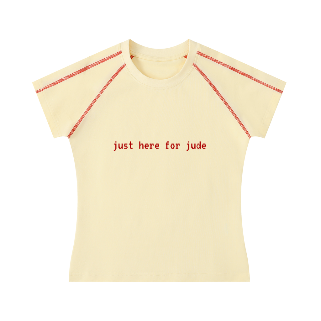 'just here for jude' baby tee